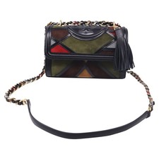 Tory Burch Small Fleming Marquetry Convertible Shoulder Bag In Leather One Size