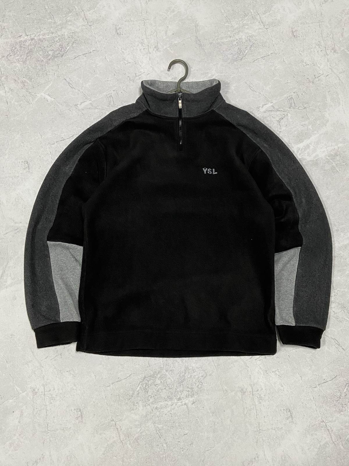 Felpa Yves Saint Laurent Jeans logo 1 4 zip vintage pile YSL