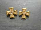 Vintage Carolee Gold-Tone Cross Rhinestone Clip On Statement Earrings 1980/1990s