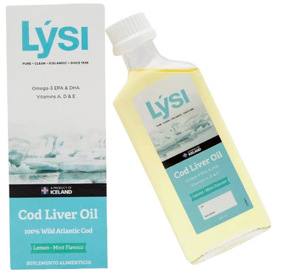 LÝSI Cod Liver Oil, Lemon - Mint Flavor Dietary Supplement 240 mL