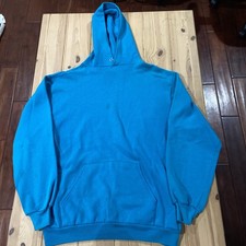 Vintage Jerzees By Russell Blank Teal Hoodie XL Made In USA 50/50 NOS