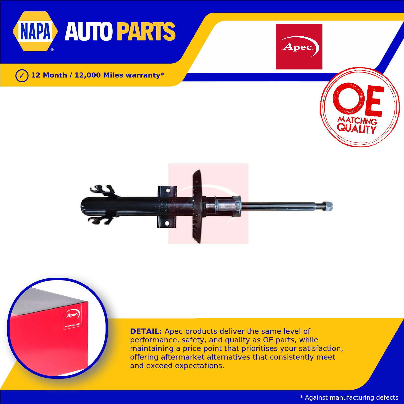 2x Shock Absorbers (Pair) Front ASA1908 Apec Damper Genuine Quality Guaranteed