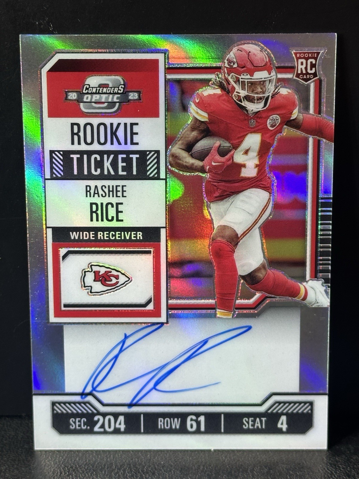 2023 Panini Contenders Optic Rookie Ticket Rashee Rice #129 Silver Prizm Auto RC