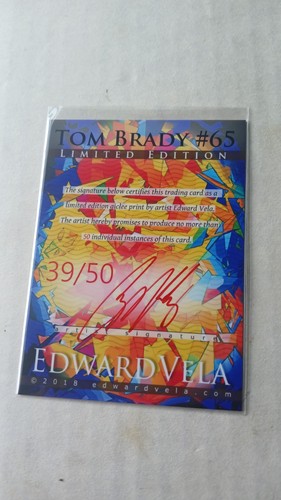 Tom Brady 2018 Edward Vela Sketch Card Limited Edition 39/50 Signed By Artist - Picture 2 of 2