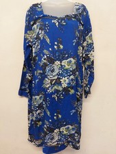Masai Ladies Tunic Dress Size 14 Blue Floral Lightweight Oversized Long Sleeve