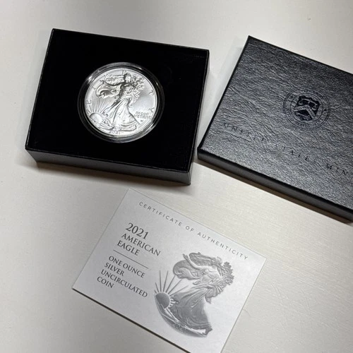 American Silver Eagle 2021 W One Ounce Silver Uncirculated Coin (21EGN) ASE