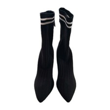Botines Calcetín Vizzano Para Mujer Talla 6 Negro con Rayas Blancas Hechos en Brasil