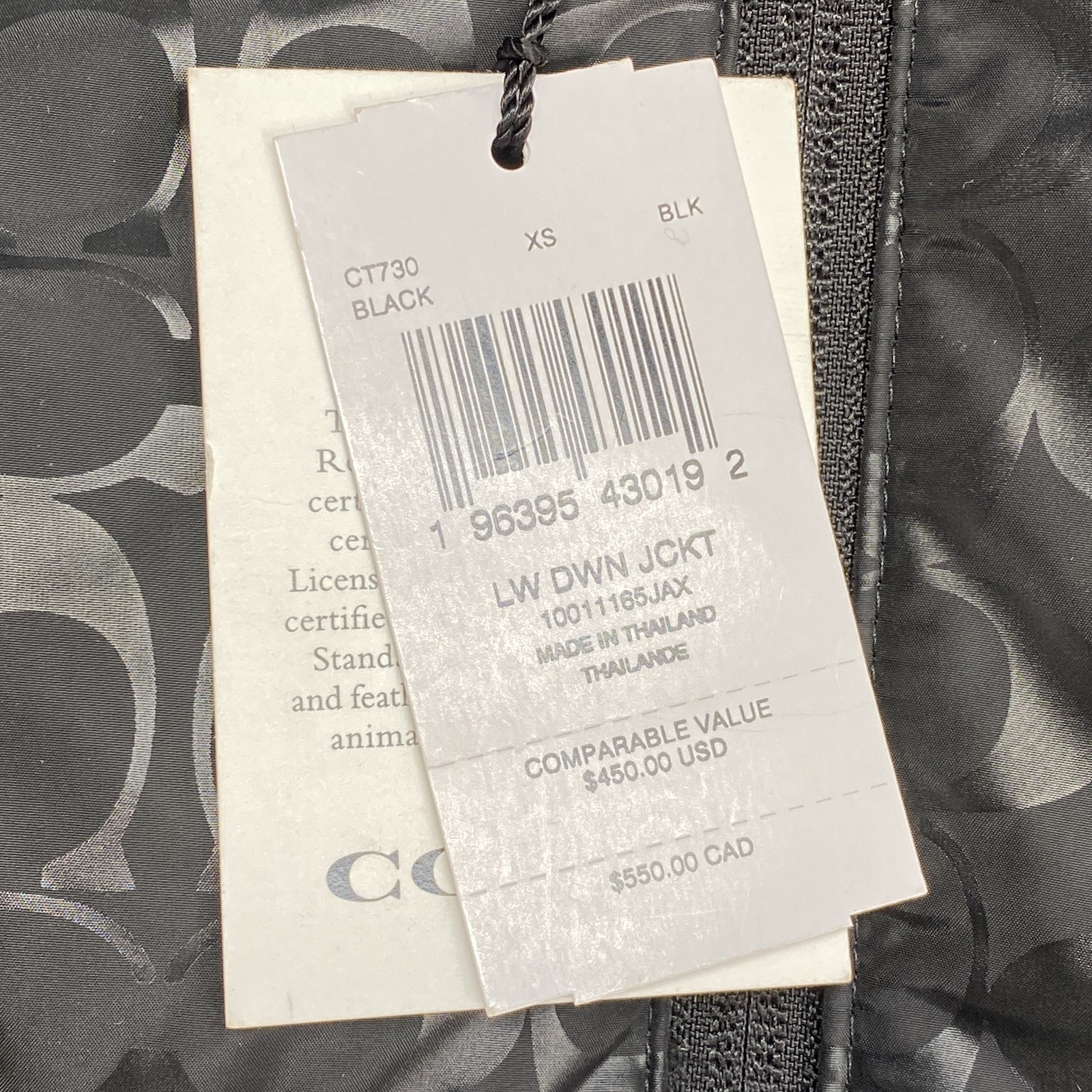 Coach Mens Jacket Black Size XS Lightweight Down Full Zip Recycled Polyester thumbnail 11