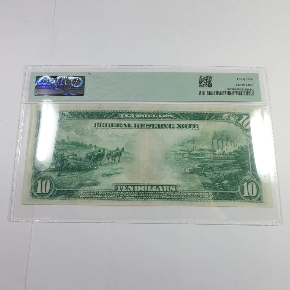 1914 PMG Choice VF35 New York Federal Reserve FR 910 $10 Ten Dollar Note #57884F - Image 3 of 4