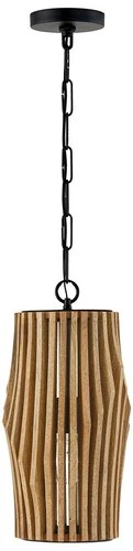 Capital Archer 8 3/4"W Matte Black and Light Wood Mini Pendant Light - Picture 2 of 4