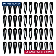 40 Pack Black 2 Inch Barrettes Women Metal Snap Hair Clips Accessories