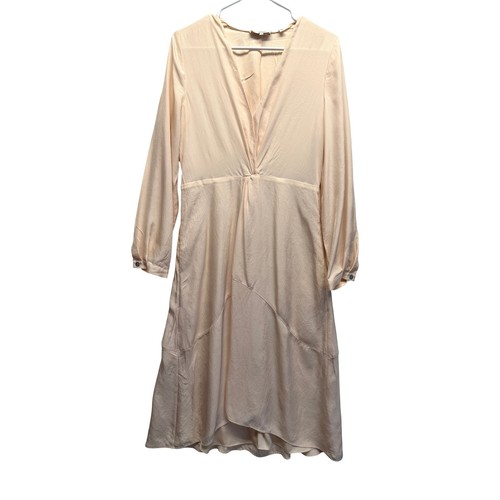 VINCE Long Sleeve Twist Drape Dress Color Oat Blush Size 10