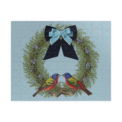 Painted Bunting Wreath Bird Jigsaw Puzzle (110 piece) avian indoor hobby Holiday
