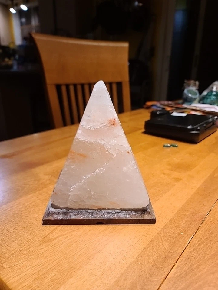 Natural Organic Himalayan salt Lamp Crafted Pyramid 5X5X6" Grey (NO Bulb) - Image 2 of 4