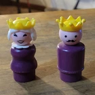 Vintage Fisher Price Little People Purple King & Queen Figures