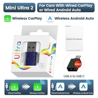 CarlinKit 5.0 Mini Wireless Adapter - CarPlay & Android Auto Plug & Play WiFi BT