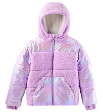 Cat Jack Cute Kids Solid Puffer Jacket Purple Lavender Small