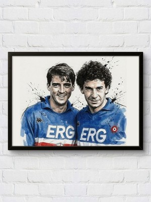 Roberto Mancini & Gianluca Vialli Sampdoria Fussball Poster Kunstdruck Wand Bild