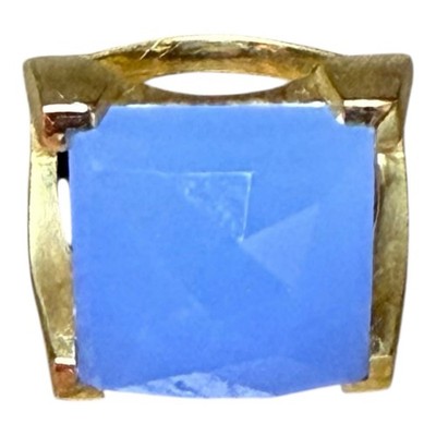 Dean Davidson Plaza Ring Coastal Blue Size 6 Gold Square Gold Plated Statement