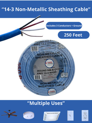 CME 14/3 NM-B 250 ft Solid Copper Building Wire W/Ground 600V Residential NEW