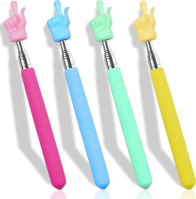 4PCS Retractable Teacher Pointer for Classroom Kids Reading, Mini Extendable Han