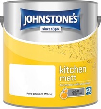 Johnstone's Kitchen Paint Brilliant White Matt 2.5L Grease Resistant Durable