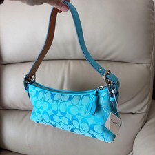 COACH Shoulder Bag Signature Fringe Blue y2k ...