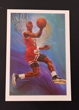 1990-91 NBA Hoops - Art Card Team Checklist Michael Jordan Hall of Famer #358