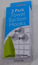 3 Pack of Towel Suction Hooks NEW