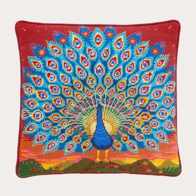 Ehrman Gobelin Nadelspitzen-Set ''Pfau bei Sonnenuntergang'' von Alex Beattie Neu