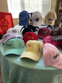 Women’s Rhinestone Distressed Graphic Print Baseball Cap Lot Adjustable Cotton