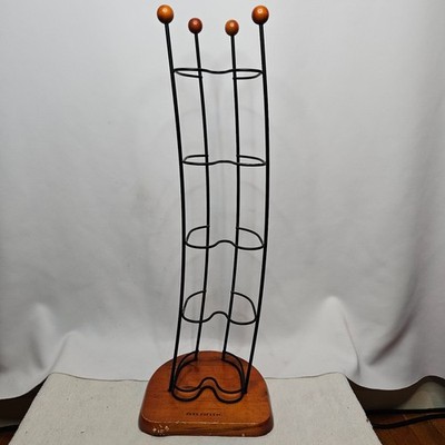Vintage Atlantic Wave 44 Disc CD Tower 26" Wire Rack Storage Wood Base FLAWED