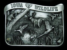 TG01125 NOS VINTAGE 1980s  IOWA WILDLIFE  COMMEMORATIVE BELT BUCKLE