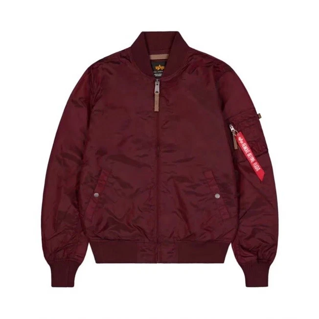 Alpha Industries Herren Bomberjacke M burgunderrot Polyester Reißverschluss Logo - Bild 1 von 1