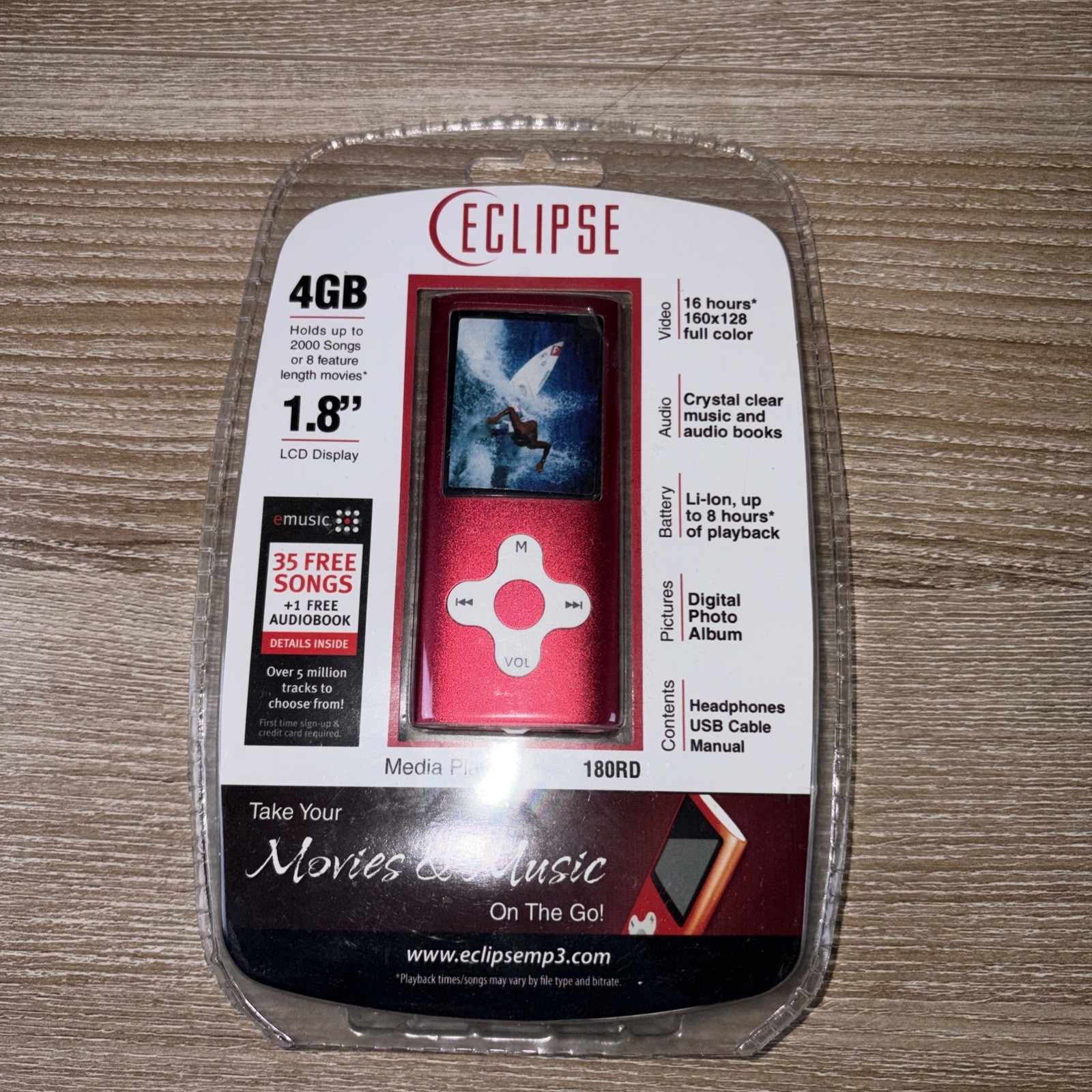 4gb 1.8&rdquo; 180rd Red New In Packaging Mp3