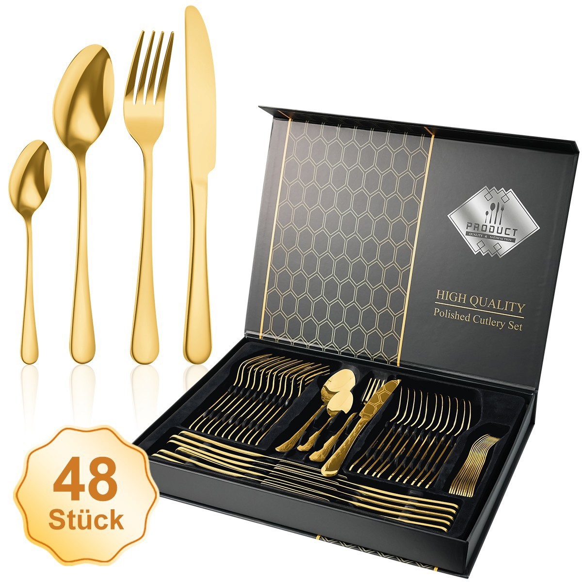 Besteckset 48 teilig für 12 personen besteck essbesteck tafelbesteck edelstahl