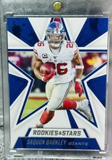 Saquon Barkley RARE ROOKIE STARS SILVER FOIL INVESTMENT CARD SSP PANINI EAGLES. rookie card picture