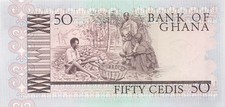 Ghana  50  Cedis  2.7.1980  P 22b   Series  A C  Uncirculated Banknote F L