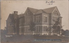 Ellsworth High School WI 1910 Lawrence foto cartolina fotografica RPPC