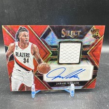 Jabari Walker Auto Red Wave Rookie Patch 2022-23 Panini Select Trail Blazers