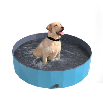 Portable Dog Pool For Large Dogs - Foldable Plastic Bathing Tub Drain And