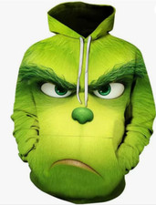Grinch Mens Womens Green Christmas hoodie Pullover Hooded with Pocket New