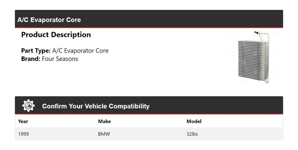 Núcleo evaporador aire acondicionado BMW 328is 1999 4 estaciones Foto 2 de 4