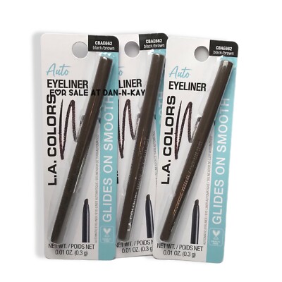 Lot of 3 -  L.A. Colors Auto Eyeliner Pencils - CBAE662 Black/Brown