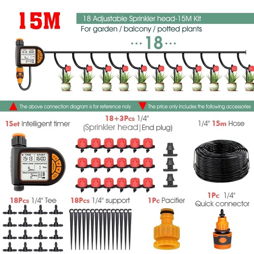 Set Irrigazione Timer Smart Giardino 1/4" IPX5 Impermeabile LCD Irrigazione Automatica - Foto 23 di 25