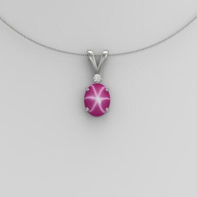 6 Ray Star Ruby Pendant Pink Ruby Necklace in 925 Sterling Silver