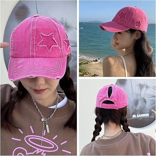 Cappello da donna pony alto coda di cavallo berretto da baseball ragazza disordinato panino berretti 2 cappelli inclusi