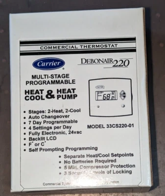 Carrier Multi-Stage Commercial Thermostat 33CS220-01 Debonair 220