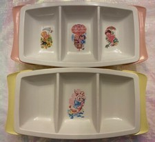 2 Vintage 1970 s Era General Electric GE Heat N Serve Divided Child s Bowls