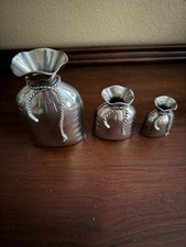 3 - Silver Plated Rope Sandbag Vases